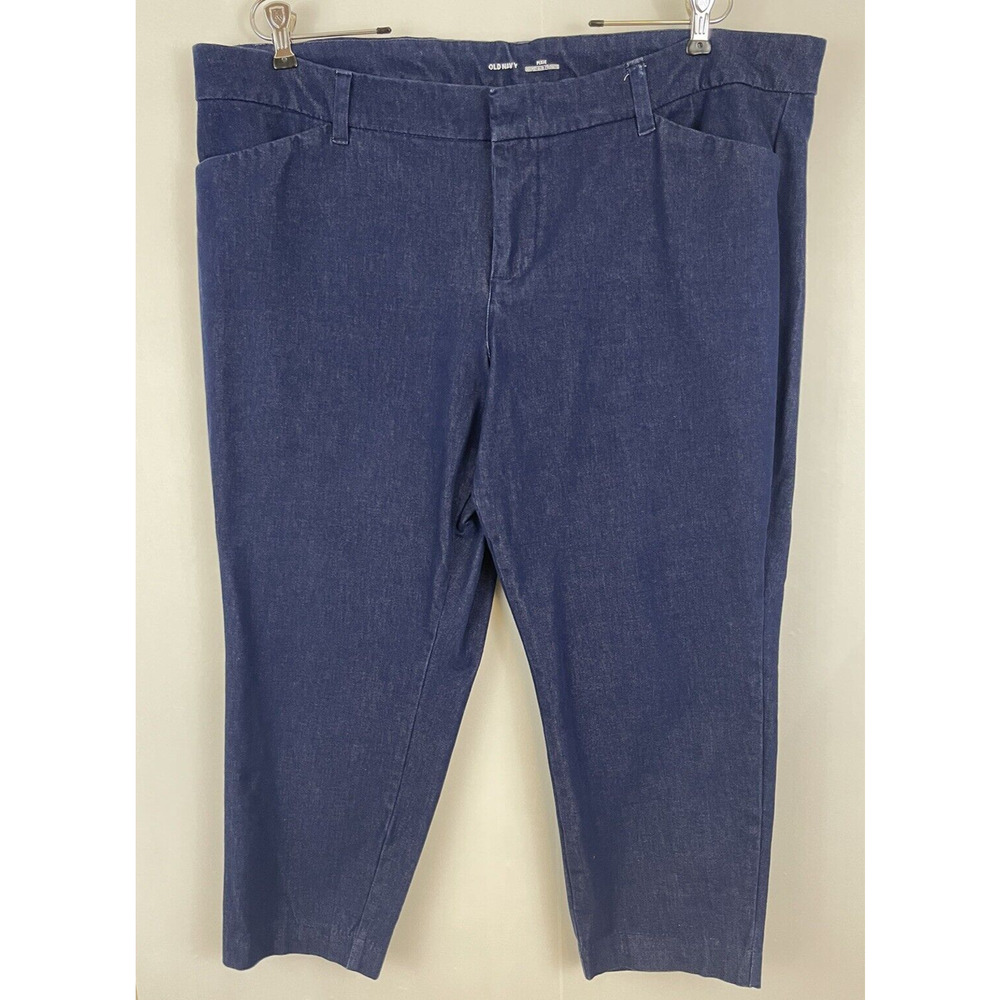 Old Navy Pixie‎ Mid Rise Blue Shimmer Stretchy Cropped Pants Sz 20W Secret Slim
